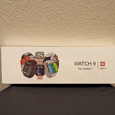 RDFIT Watch 9 Top Version Smart Watch 46mm White Case Leather Band Black
