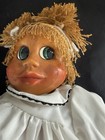 Vintage Wooden 16” Doll Naber Baby Blonde Green Eyes White Dress Yarn Cute — photo 1