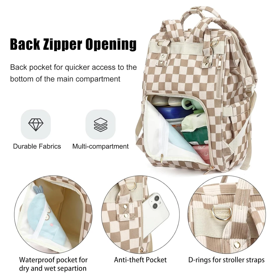 Bolsa de pañales para bebé mochila para mamá, bolsa de pañales de viaje de gran capacidad para niños y niñas Foto 4 de 4