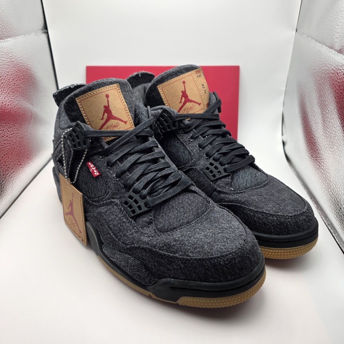 Jordan 4 Retro x Levi's Black. Levi's Tags Size 10.5 Original Box