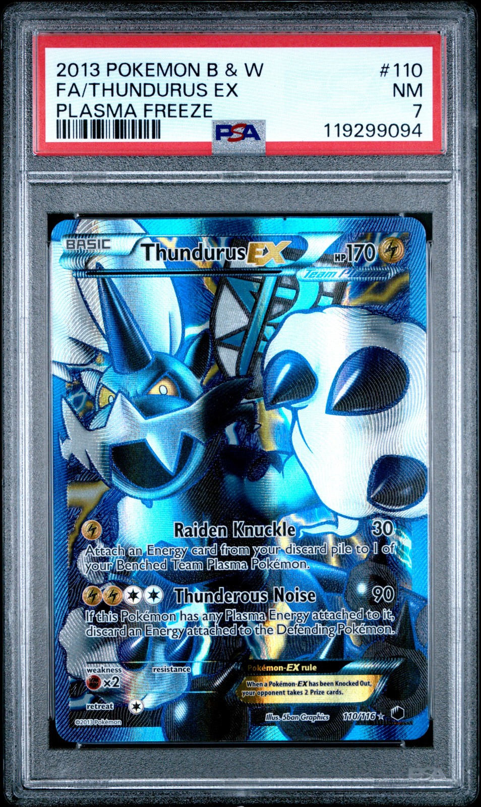 2013 POKEMON PLASMA FREEZE THUNDURUS EX #110 ULTRA RARE PSA 7 NM #119299094