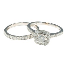 Lady's Diamond Wedding Set 42 Diamonds 1.10 Carat T.W. 10K White Gol B03066779 