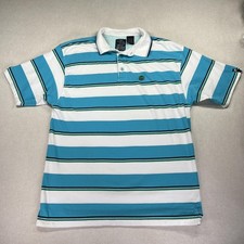 Mecca Polo Shirt Mens 2XL Blue White Striped Short Sleeve Casual Vintage Style