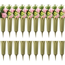 20 Pack Cemetery Vases with Spikes,Plastic for Flowers,Grave Gold