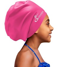 Extra Large Swim Cap Kids Black Girls Aged 4 to 16 Long Hair Braids Dreadlocks