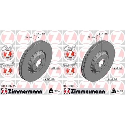 2X ZIMMERMANN BREMSSCHEIBEN VORNE 349mm BELÜFTET BREMSSCHEIBE ZWEITEILIG