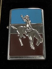 ZIPPO 2003 WHOA COWBOY BUCKING BRONCO LIGHTER UNFIRED IN BOX B956
