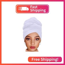 ZRQ 1 Pieces White Stretch Hijab Extra Long Solid Color African Shawl Hair Scarf