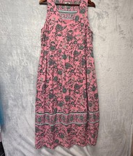 J Jill Maxi Dress Womens M Lined Floral Cottagecore Long Pink Boho Sleeveless