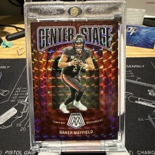 Baker Mayfield 2024 Panini Mosaic #25 Center Stage Purple Mosaic 25/49 SP
