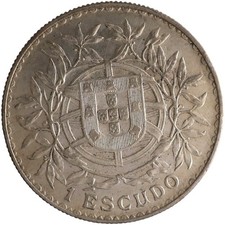 1915 PORTUGAL SILVER 1 ESCUDO LIBERTY HEAD CROWN LARGE COIN EXCELLENT CONDITION