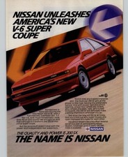 1987 Vintage Car Print Ad Red Nissan SX SE V6 Coupe Magazine Advertisement Promo