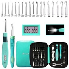 Ergonomic Crochet Hook Set with Digital Counter