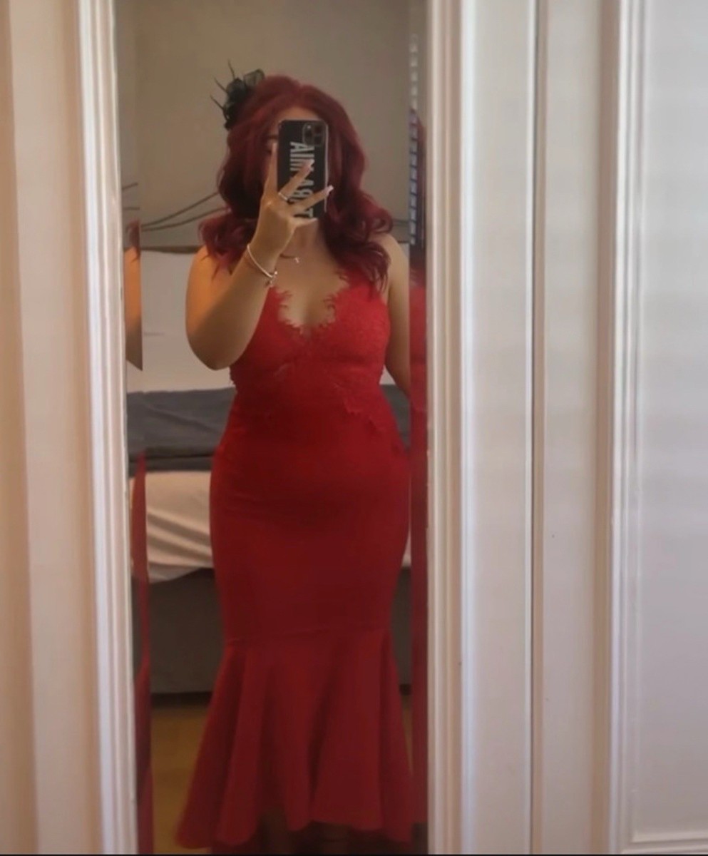 Pink boutique Red Lace Fish Tail Ascot Races Maxi Dress | eBay UK