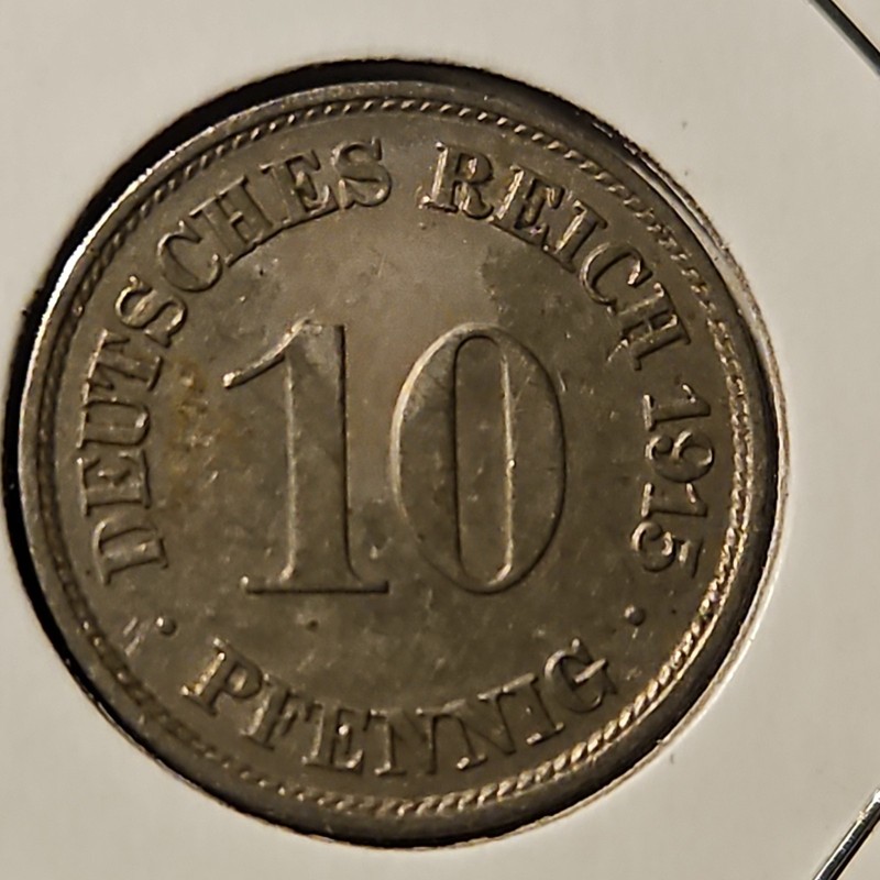 1915-J German Empire Deutsches Reich 10 Pfennig Copper-Nickel Coin