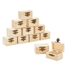 Juvale Wooden Treasure Chest with Curved Lid and Metal 12-Pack, Natural Brown