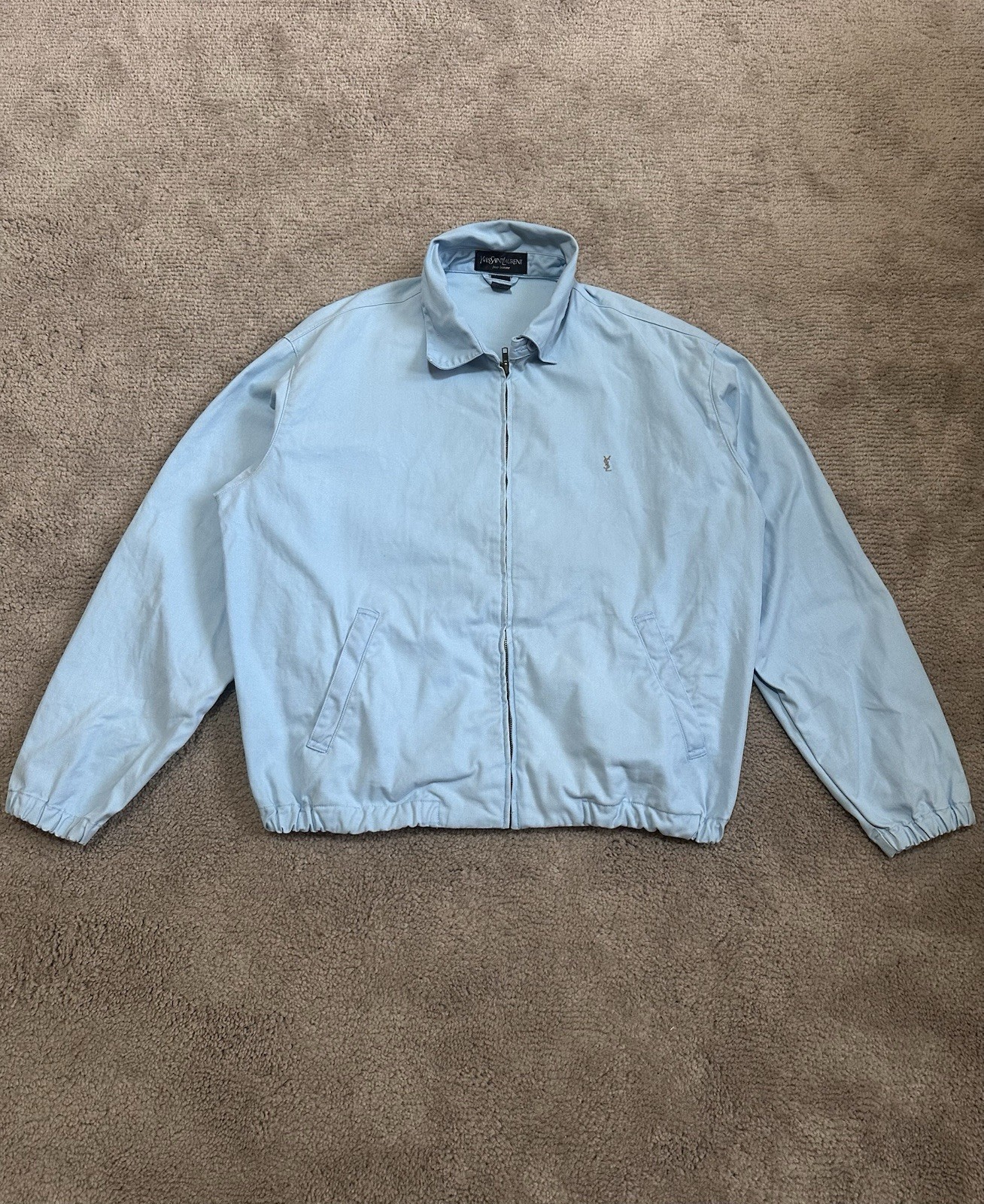 Giacca Harrington vintage Yves Saint Laurent YSL anni 90 blu sci oversize taglia L