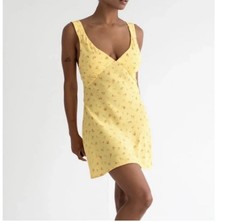 Rumored WindSwept Floral DayDream Mini Sun Dress Yellow size M