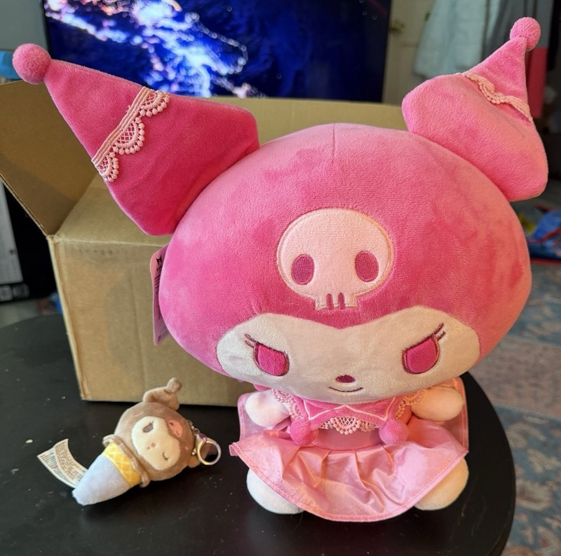Sanrio Kuromi Pink Monochrome Plush 12” Doll NWT + Ice Cream Surprise Keychain