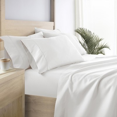 Linen Market Brushed Microfiber Queen Sheet Set 4 Piece Queen, Absolute White
