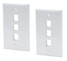 2x 3 Port Hole Keystone Insert Jack CAT5 CAT6 RJ45 Coax 1-Gang Wall Plate WHITE