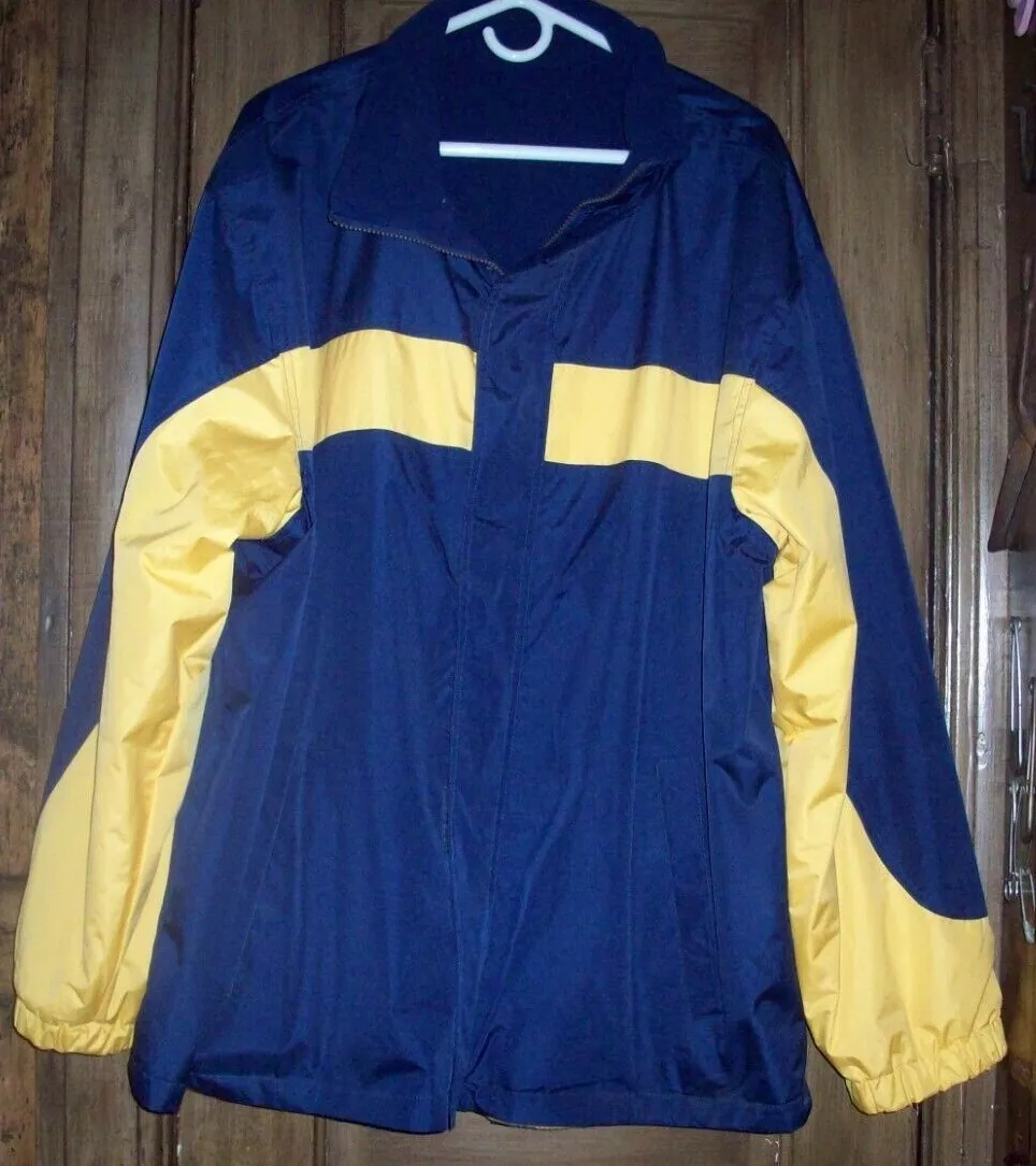 ATHLETIC WORKS MENS BLUE YELLOW REVERSEIBLE MICHIGAN RAMS JACKET 2XL VGC FLEECE