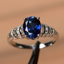 2.20Ct Simulated Sapphire Ring For Valentine Gift 925 Silver Plated Ladies Rings