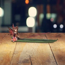 13"W Red Fairy with Clear Wings Incense Burner Ornament Home Decor Unique Gift