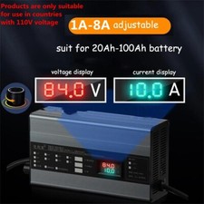 48V/60V72V Li-ion LiFePo4 Lithium Battery Fast Charger Adjustable 1A-8A 110V