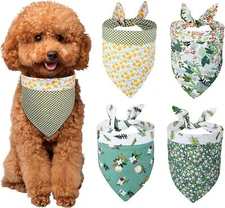 4pcs Dog Bandanas Double-Sided Triangle Scarfs Pet Bibs Handkerchiefs Scarves