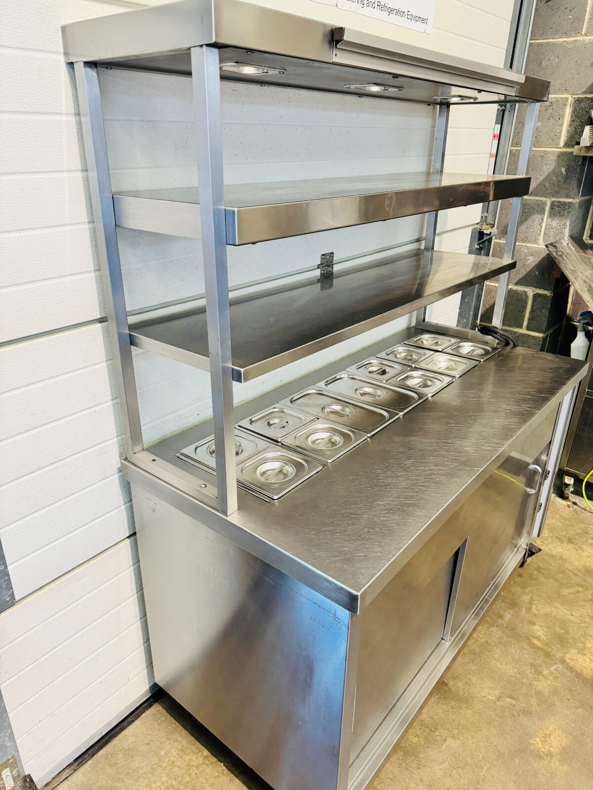 Hot Cupboard Bain Marie 2 Tier Heated Gantry Pass Halogen Hot Lamp Light £750V eBay