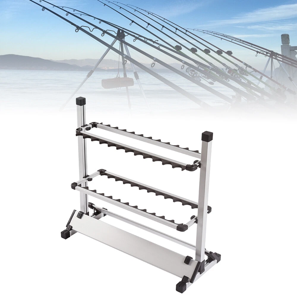 Aluminum Alloy 24 Slots Fishing Rod Pole Rack Organizer Rod Holder Display  Stand