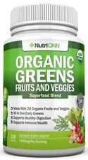 Organic Super Greens Capsules - Fruit And Vegetable Supplements - 120 Count -...