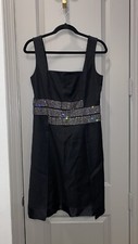 Tory Burch Black, Crystal Embellished Belt, Evening Dress, 6