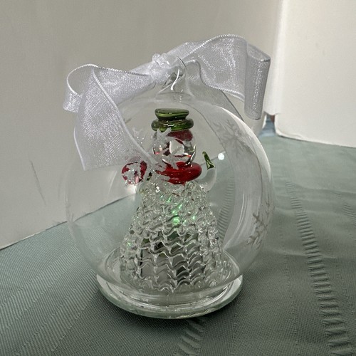 Illuminating Glass Snowman Christmas Tree Ball Ornament Multi Color Box - Picture 6 of 8