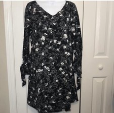 Ellos Black Floral Shift Dress Size 10 New