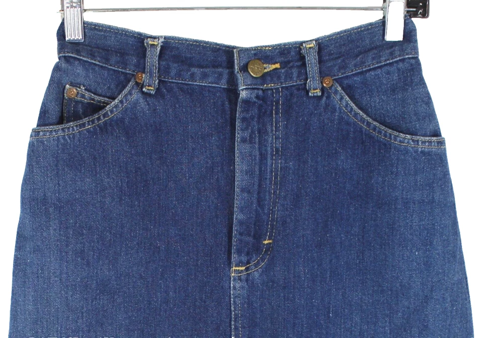 Винтажная джинсовая юбка женский размер 7 R Lee синий Jean Midi линия Western США - Изображение 2 из 4
