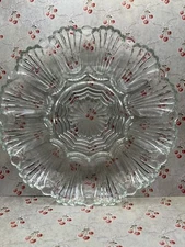 Deviled Egg Serving Tray Plate Vintage Clear Glass 10” Holds 12 Seashell Pattern