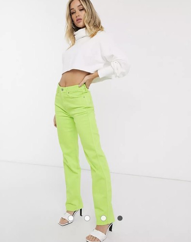 Dua Lipa x Pepe Jeans high rise straight leg jean in neon green Lime W29 |  eBay