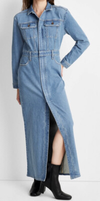 chinese dress ladies Sibille Puff Sleeve Maxi Dress Denim Blue