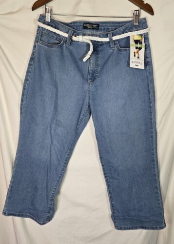 Riders by Lee Belted Mid Rise Denim Capri Pants Women's 12M - Picture 1 of 13