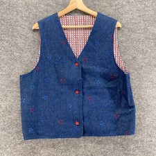 Unbranded Suit Vest Women M  Blue Star Print ...