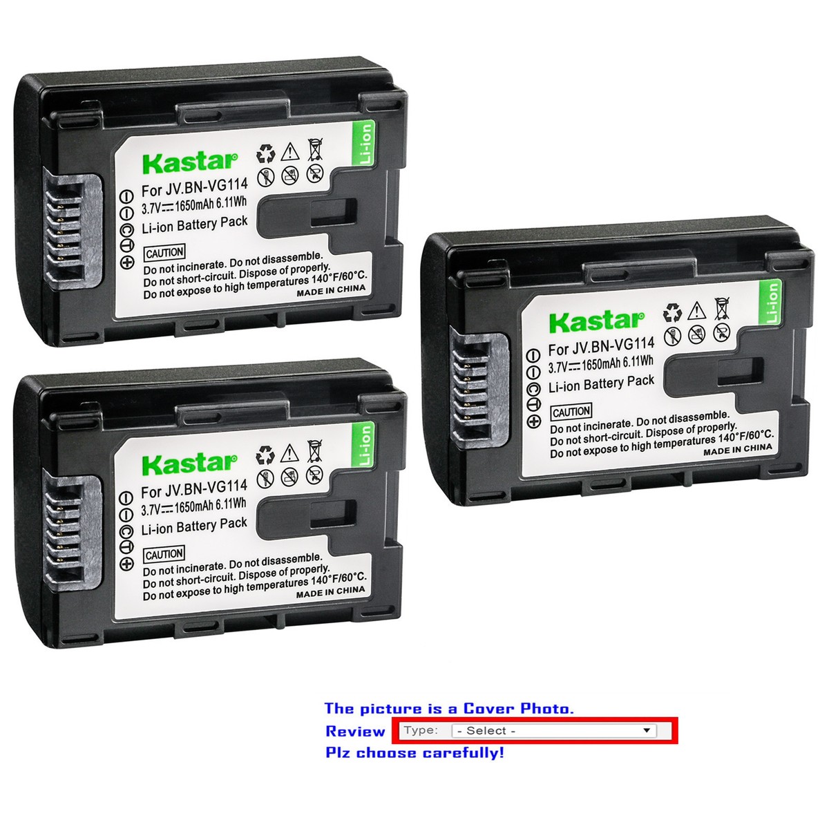 Kastar Replacement Battery for JVC BN-VG114 JVC Everio GZ-HM670 Everio  GZ-HM690
