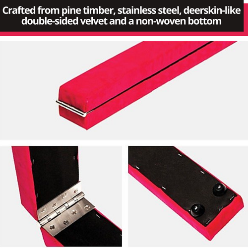 Gymnastics Balance Beam Foldable Training Synthetic Suede Steel Kids 2.2m/2.4m - Picture 2 of 14