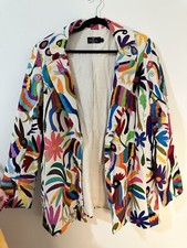 Unique Handmade Multicolor Embroidered Blazer M Boho Chic Business Designer