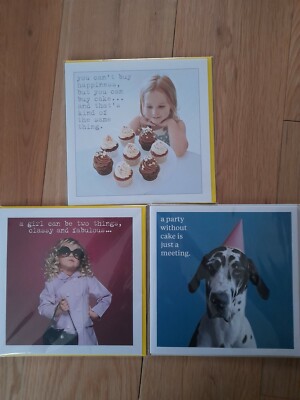 Kartenpaket x 3 hochwertige 16 cm quadratische ICON Geburtstag oder Feier Geschenkkarten