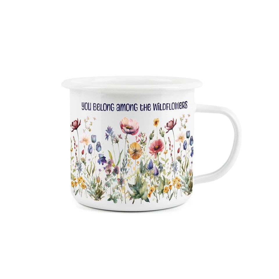 Juego de regalo de jardinería - taza de rodillera y esmalte marino, semillas de flores silvestres - taza floral Foto 2 de 4