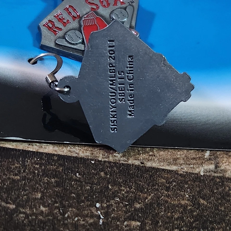 Boston Red Sox Earrings Dangle Drop Hanging Baseball Enamel MLB Siskiyou Pewter  - Image 4 of 4