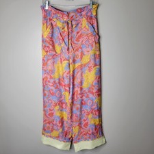 Sezane 8 Jacques Trousers Wonderland Satin Tie Front 2 Pocket Wide Leg Pants