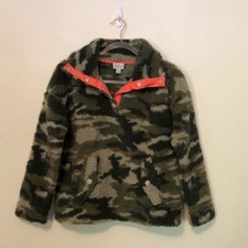 J. Crew Snap Collar Sherpa Fleece Sweatshirt Camo Jacket XXS